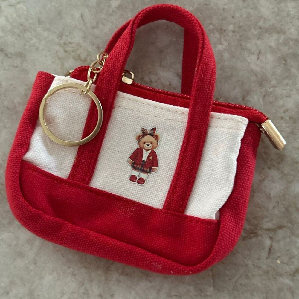 Mini Purse Keychain with Teddy Bear